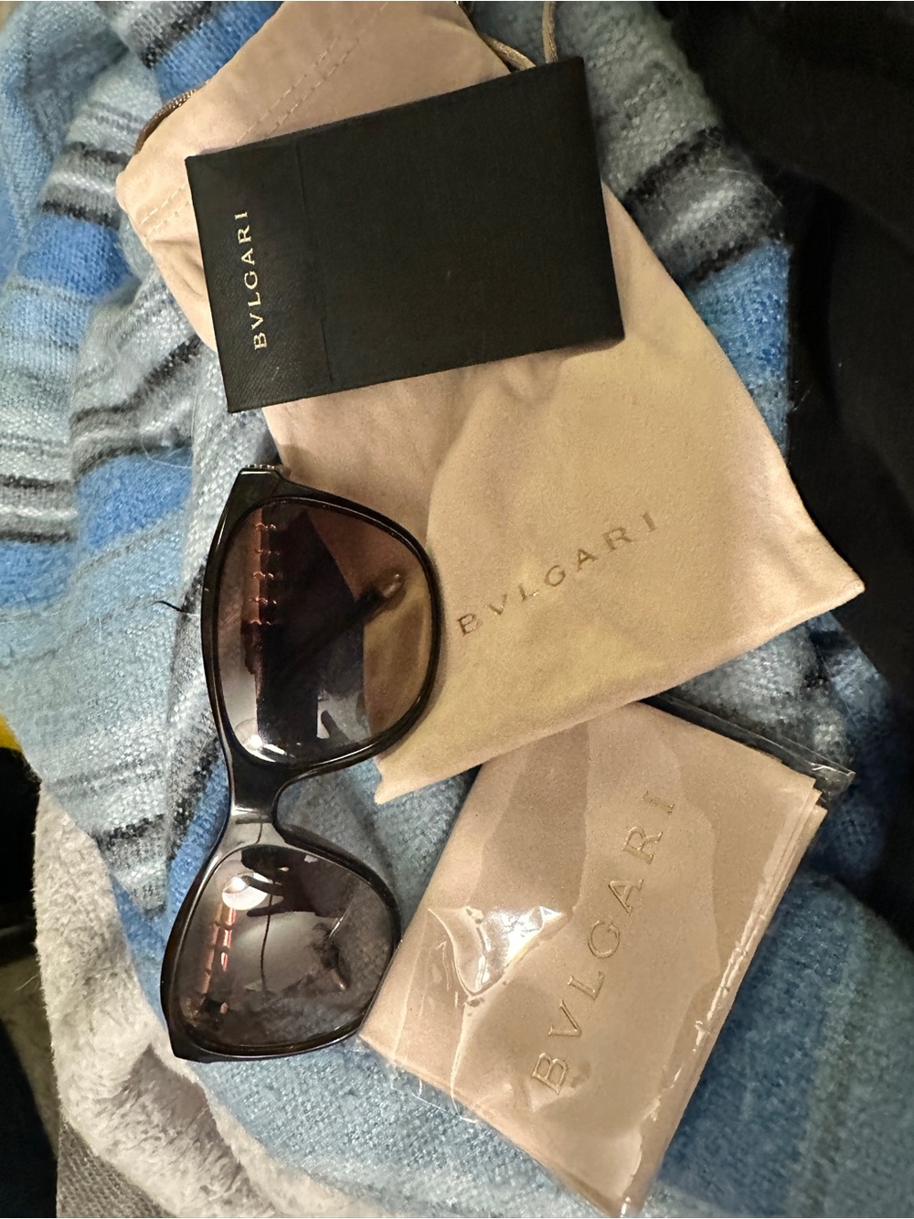 Bulgari Black Frame Sunglasses with Brown Gradient Lenses